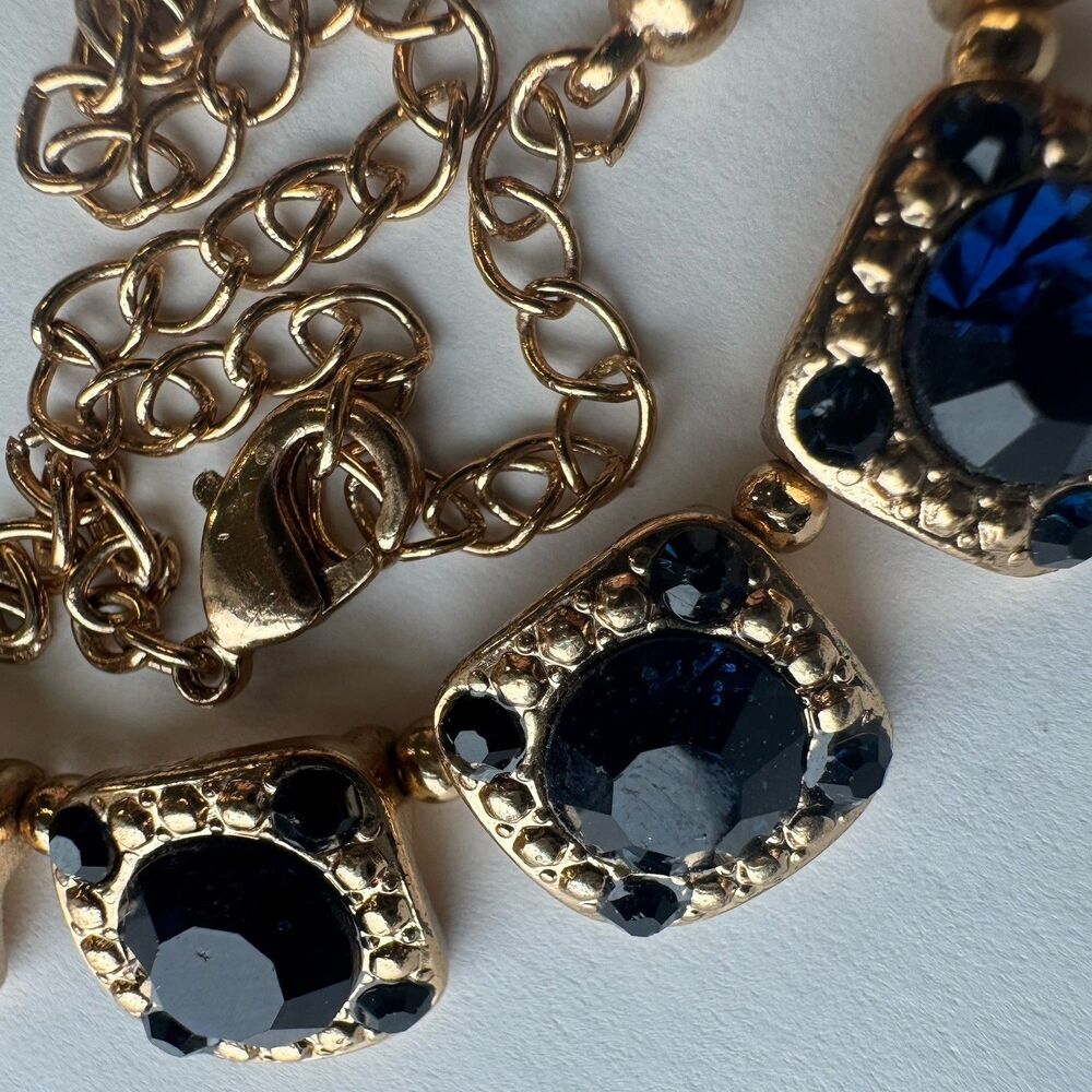 Vintage Necklace Sapphire-like Blue & Black Colored Stones - Picture 7 of 13